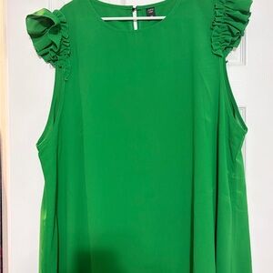 SHEIN Vibrant Green Ruffle Sleeve Blouse